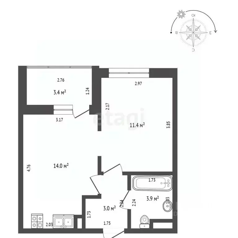 1-к кв. Московская область, Ленинский городской округ, д. Жабкино, ... - Фото 2