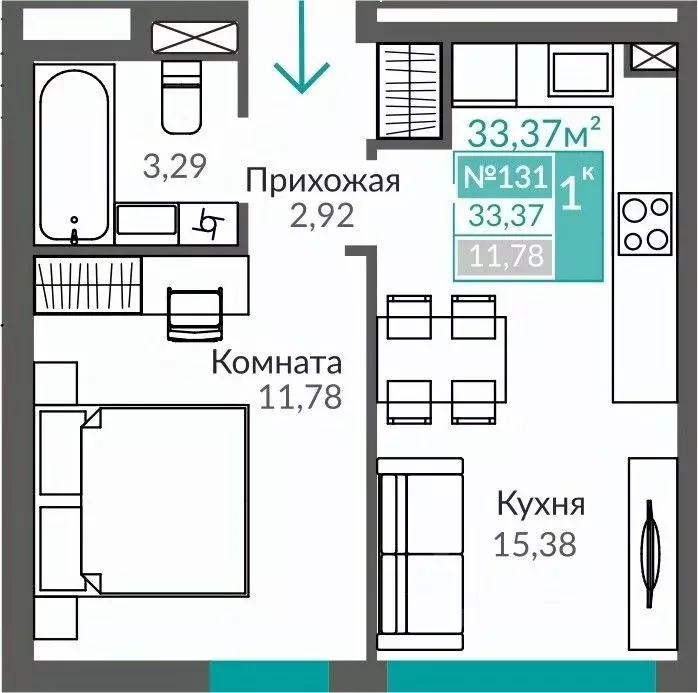 1-к кв. Крым, Симферополь Крымская роза мкр,  (33.37 м) - Фото 0