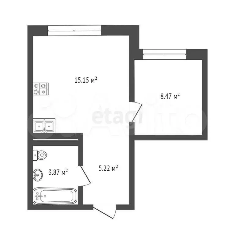 1-к. квартира, 33,2 м, 7/9 эт. - Фото 0