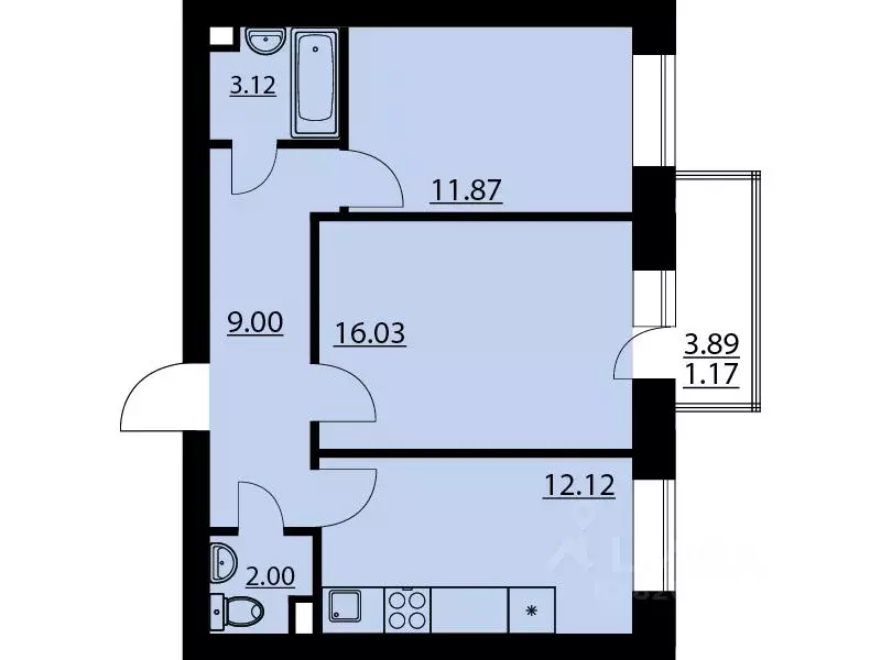 2-к кв. Воронежская область, Рамонский район, Яменское с/пос, пос. ... - Фото 1
