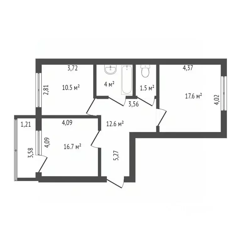 2-к кв. Амурская область, Благовещенск Первомайская ул., 49 (55.8 м) - Фото 2