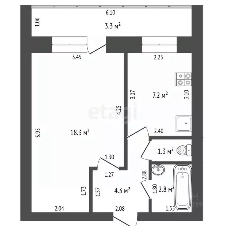 1-к кв. Башкортостан, Стерлитамак ул. Гоголя, 106 (37.2 м) - Фото 2