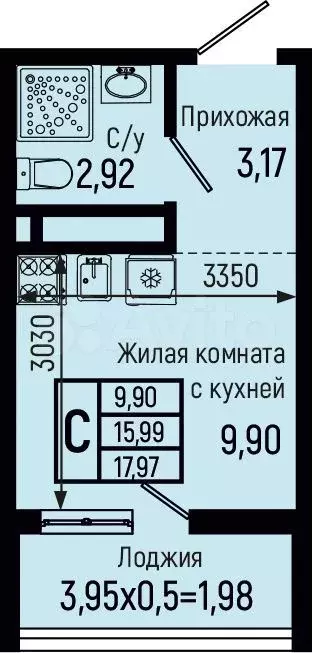 Квартира-студия, 18 м, 16/18 эт. - Фото 0