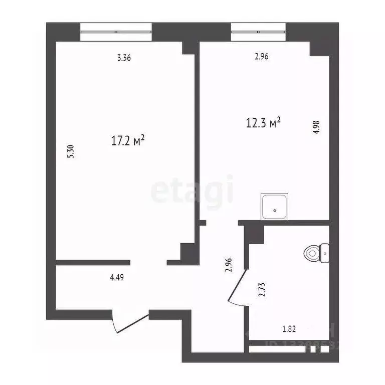 1-к кв. Красноярский край, Красноярск ул. Александра Матросова, 34 ... - Фото 2