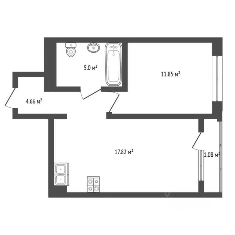 1-к кв. Тюменская область, Тюмень ул. Анатолия Клиндюка, 3 (38.6 м) - Фото 2