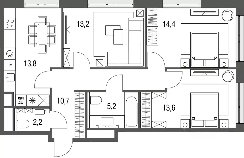 3-к кв. Москва Тагильская ул., 2к1 (73.1 м) - Фото 0