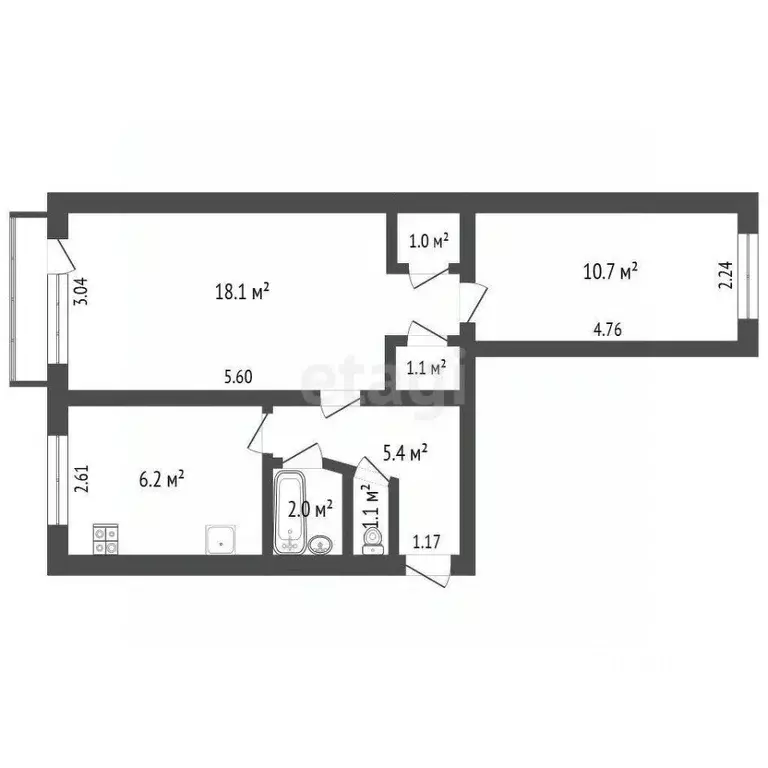 2-к кв. Севастополь ул. Федоровская, 43 (45.9 м) - Фото 2