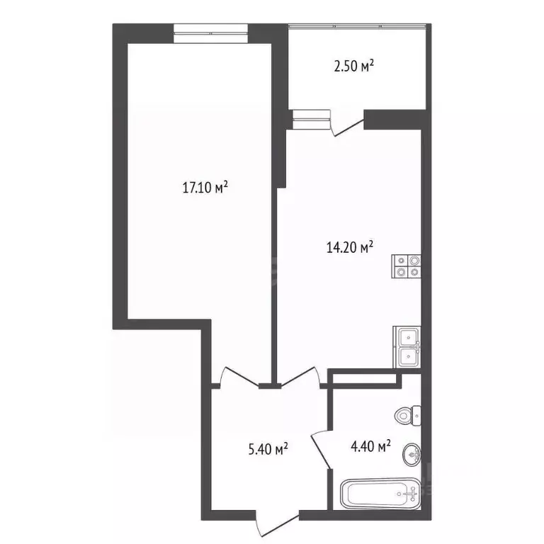 1-к кв. Ростовская область, Аксай ул. Александра Невского, 2к2 (41.0 ... - Фото 2