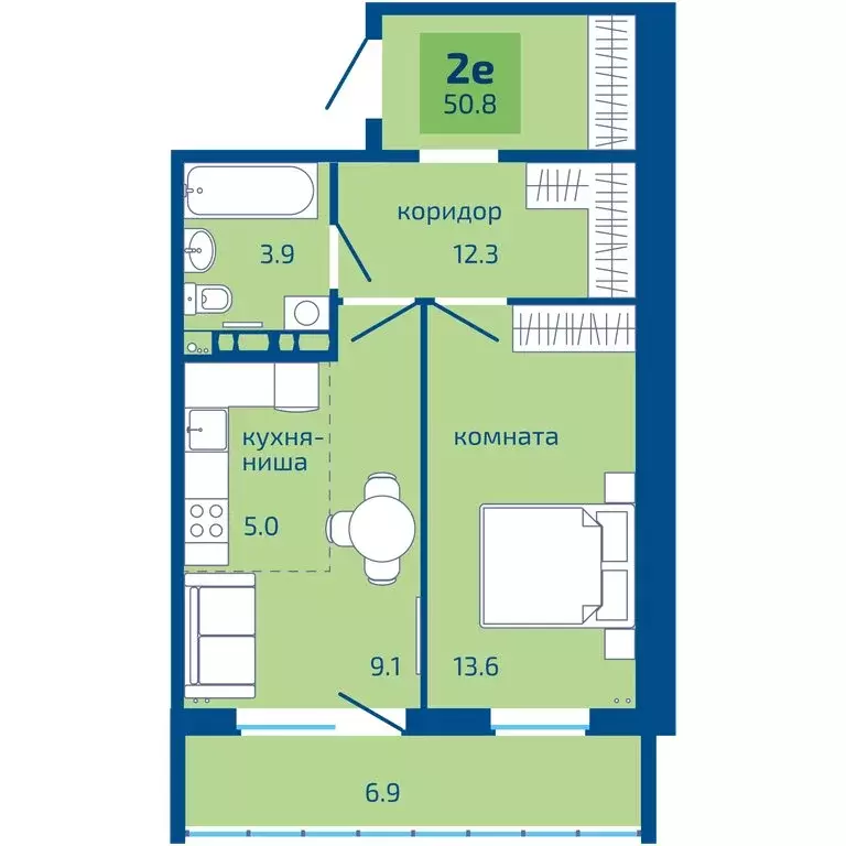 2-комнатная квартира: Пермь, Целинная улица, 59к2 (50.8 м) - Фото 1