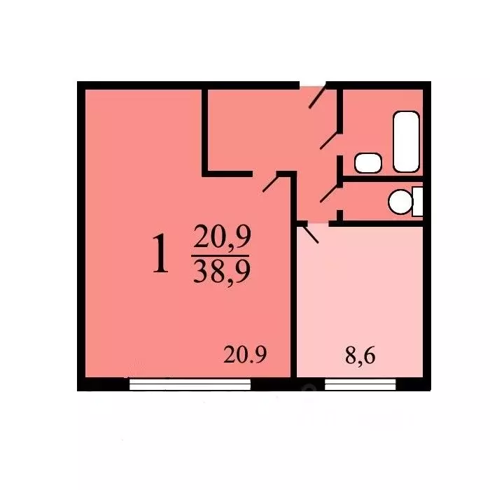 1-к кв. Москва Староватутинский проезд, 15 (39.0 м) - Фото 2