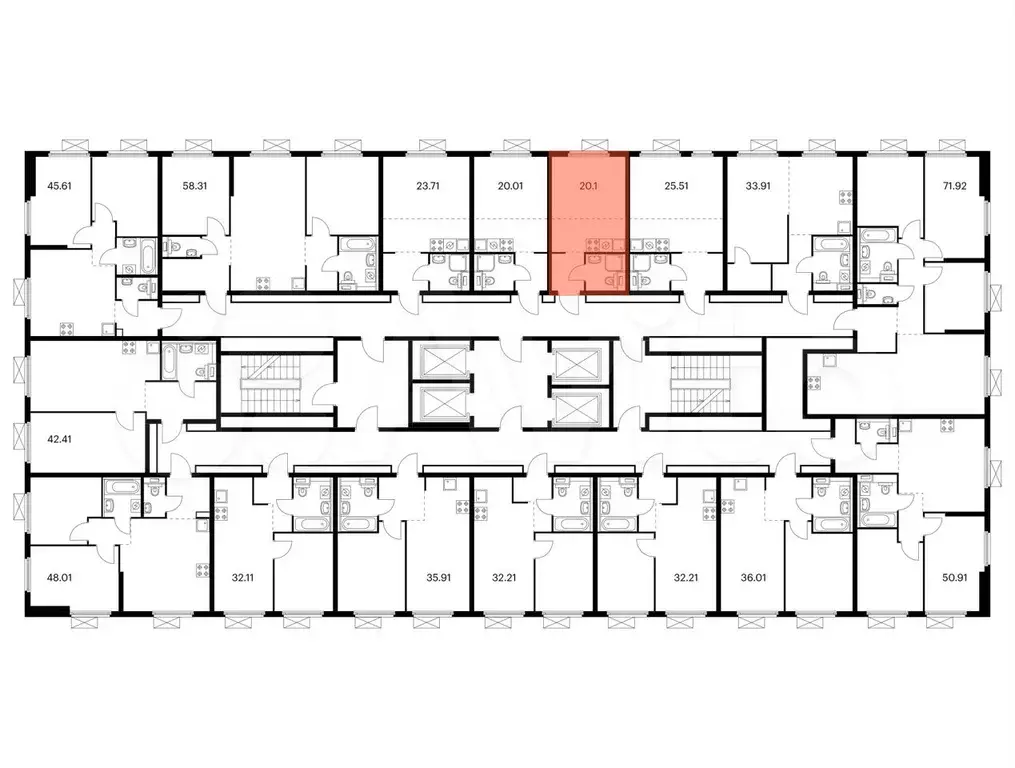 Квартира-студия, 20,1 м, 23/38 эт. - Фото 1