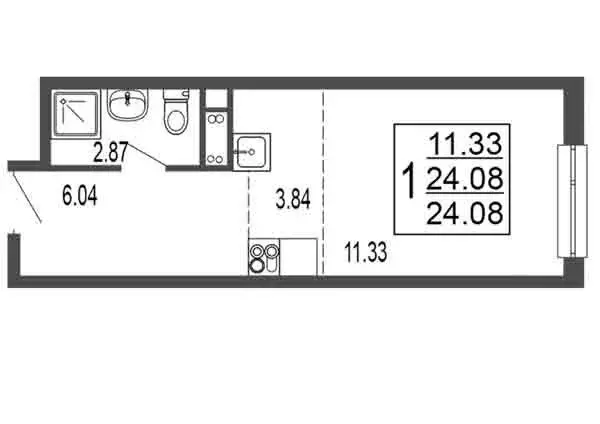 Квартира-студия: Лыткарино, 6-й микрорайон, 15Д (24.08 м) - Фото 0