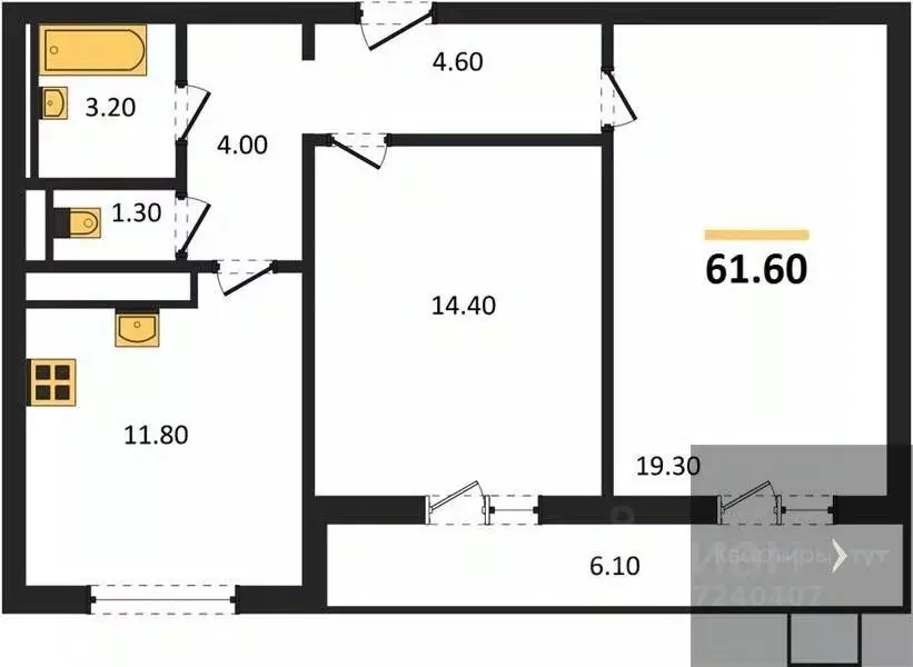 2-к кв. Воронежская область, Воронеж ул. Загоровского, 5/4 (61.6 м) - Фото 0