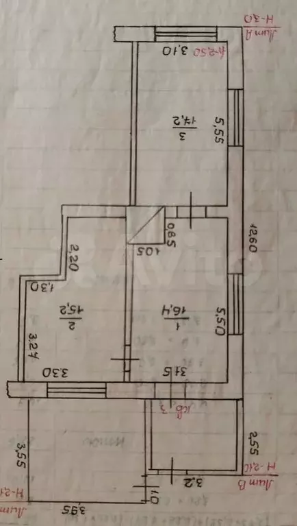 2-к. квартира, 49 м, 1/1 эт. - Фото 0