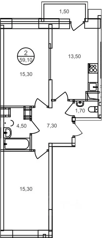 2-к кв. Московская область, Люберцы Зенино ЖК Самолет мкр, ул. Камова, ... - Фото 2