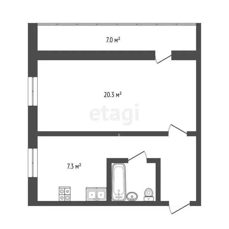 1-комнатная квартира: Тюмень, улица Домостроителей, 6А (36.4 м) - Фото 1