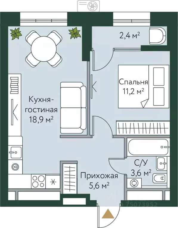 1-к кв. Волгоградская область, Волгоград Новосибирская ул., 74с1 (41.7 ... - Фото 0