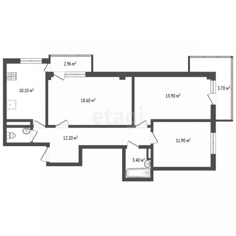 3-к кв. Краснодарский край, Краснодар ул. Венецианская, 10 (74.7 м) - Фото 2