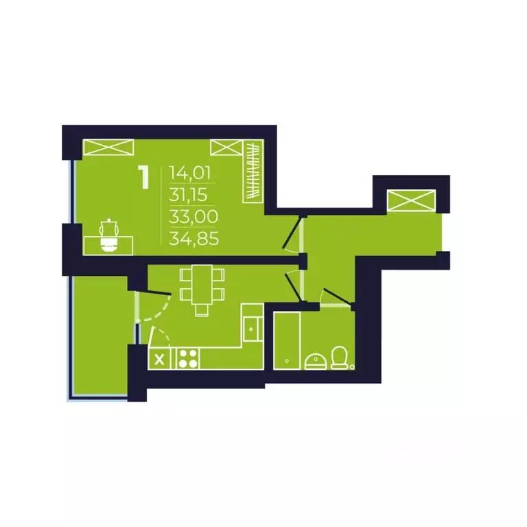 1-к кв. Башкортостан, Уфа ул. Майора Доставалова, 11 (33.2 м) - Фото 1