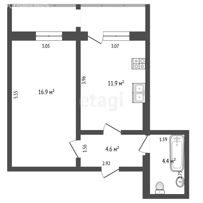 1-комнатная квартира: Якутск, улица Курнатовского, 3/3 (37.8 м) - Фото 1
