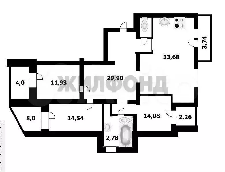3-к. квартира, 113,7 м, 9/9 эт. - Фото 0