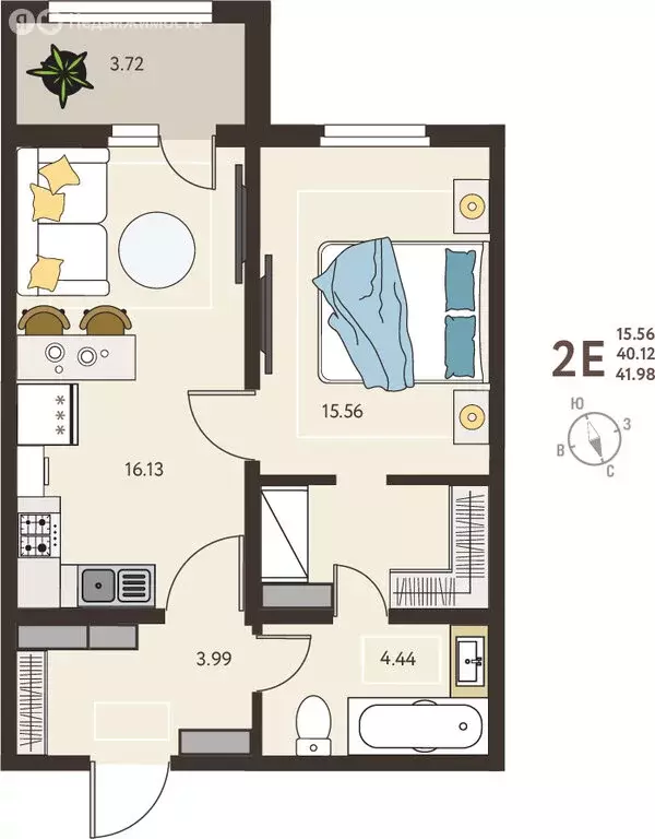 1-комнатная квартира: Курск, микрорайон Курского Завода Тракторных ... - Фото 1