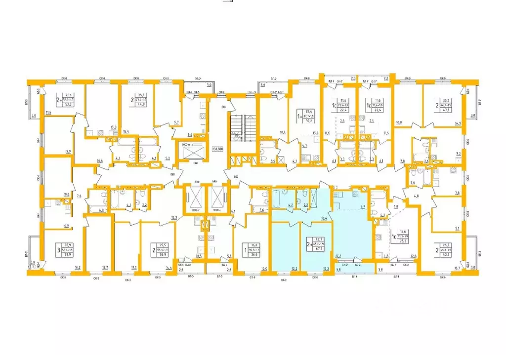 2-к кв. Башкортостан, Уфа Инорс-4Б мкр, Акварель жилой комплекс (66.6 ... - Фото 2