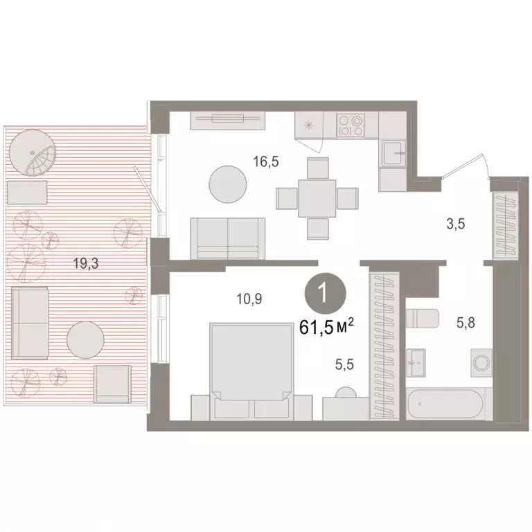 1-комнатная квартира: Новосибирский район, рабочий посёлок Краснообск, ... - Фото 2