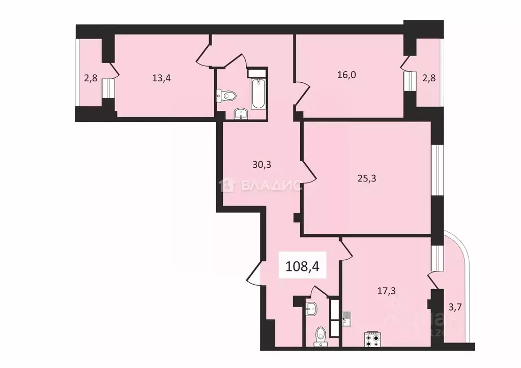 3-к кв. Санкт-Петербург Ленская ул., 19к1 (108.4 м) - Фото 2