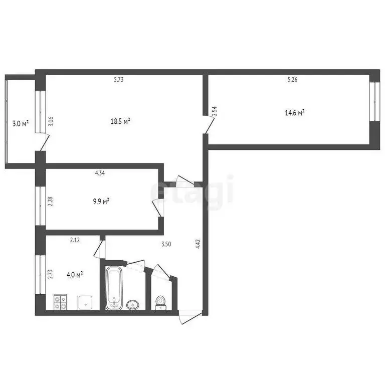 3-комнатная квартира: Заводоуковск, Заводская улица, 20 (59.6 м) - Фото 1