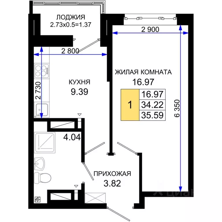 1-к кв. Ростовская область, Ростов-на-Дону Элеваторный пер., 6/2А ... - Фото 0