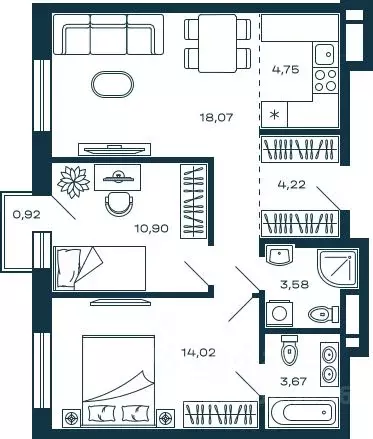 2-к кв. Московская область, Красногорск Центральная ул., 68А (59.49 м) - Фото 0