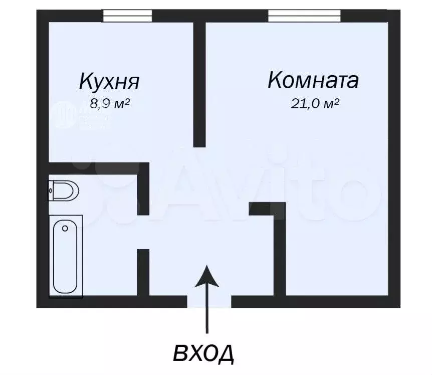 1-к. квартира, 35,8 м, 1/9 эт. - Фото 0