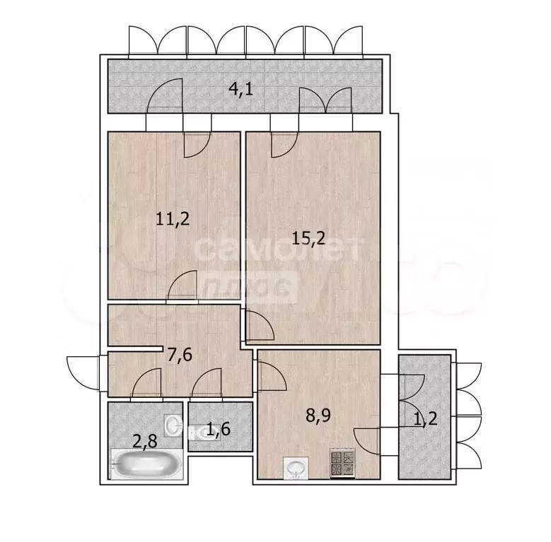 2-к. квартира, 47,3 м, 9/9 эт. - Фото 0