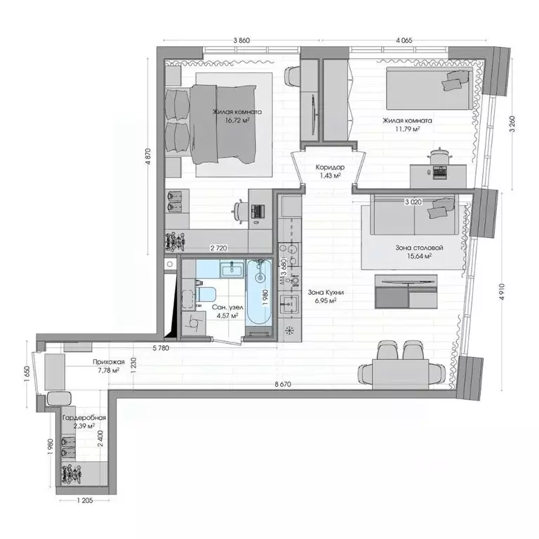 3-к кв. Приморский край, Владивосток ул. Нейбута (68.7 м) - Фото 1