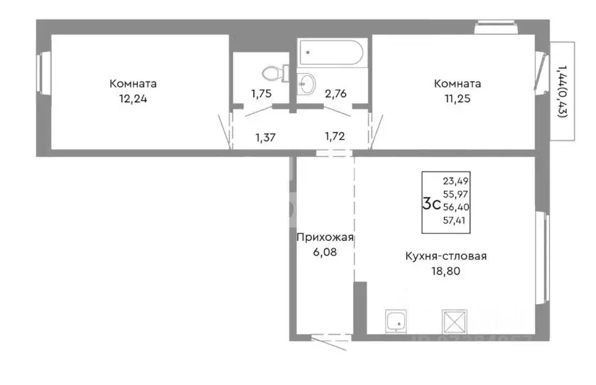 2-к кв. Челябинская область, Челябинск Никс Лайн на Ярославской жилой ... - Фото 2