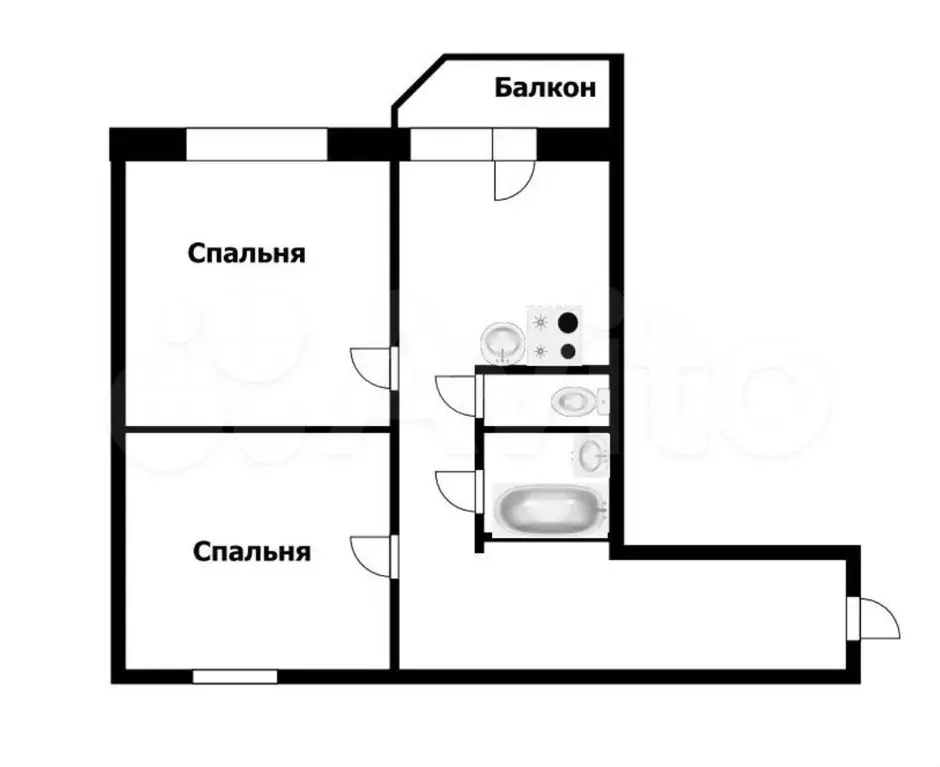 Доля в 2-к. квартире, 65 м, 4/10 эт. - Фото 0