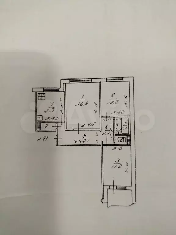 3-к. квартира, 61,1 м, 9/9 эт. - Фото 0