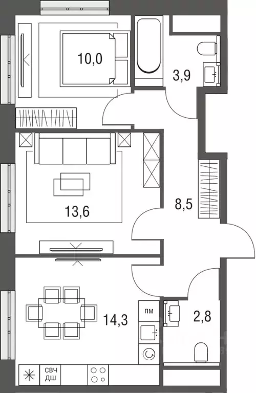 2-к кв. Москва Тагильская ул., 2к1 (53.3 м) - Фото 0