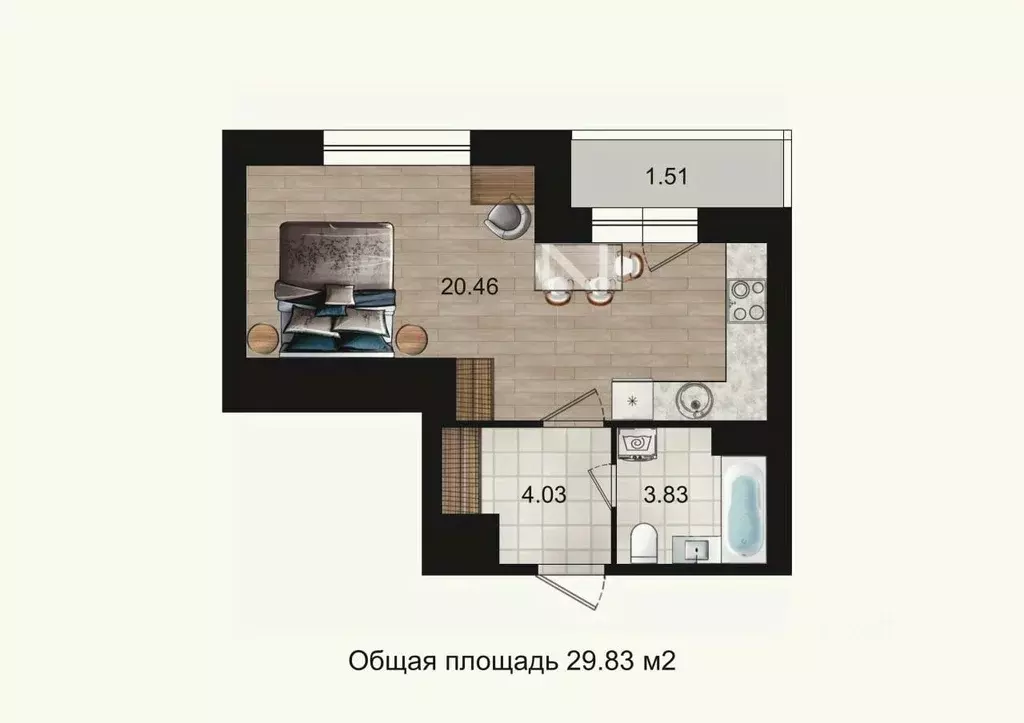 Студия Ярославская область, Ярославль просп. Фрунзе, 53 (29.83 м) - Фото 1