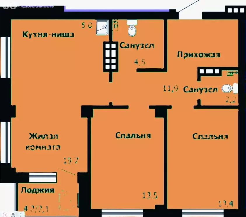 2-комнатная квартира: Красноярск, Лесопарковая улица, 43к1 (72.3 м) - Фото 0
