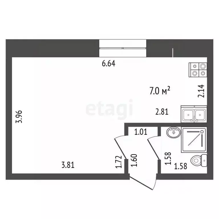 Студия Псковская область, Печоры Новая ул., 9 (25.6 м) - Фото 1