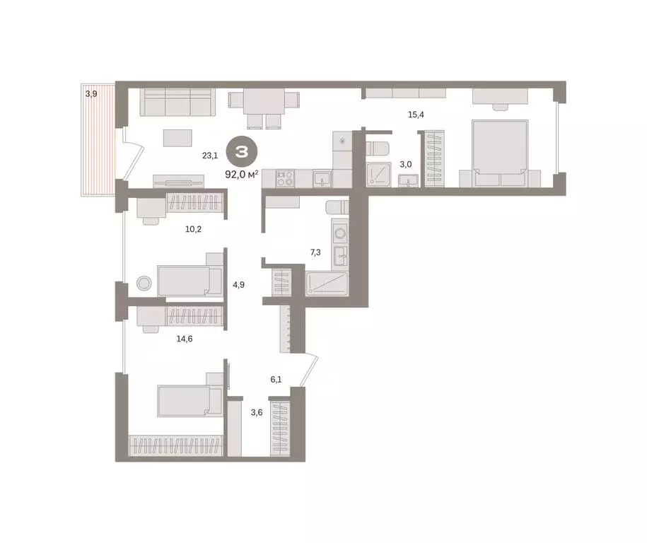 3-комнатная квартира: Омск, Кировский округ (92.03 м) - Фото 2