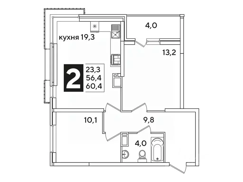 2-к кв. Краснодарский край, Краснодар ул. Ивана Беличенко, 86 (60.3 м) - Фото 1