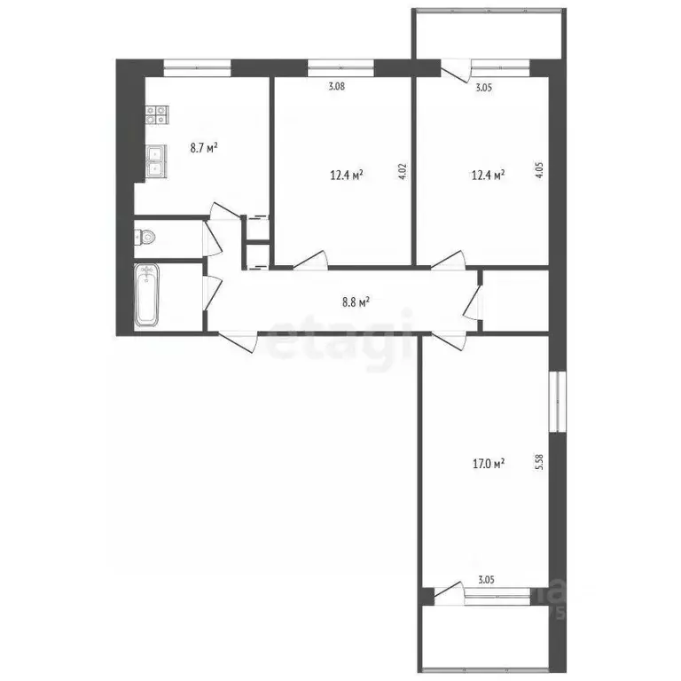 3-к кв. Ярославская область, Ярославский муниципальный округ, пос. ... - Фото 2