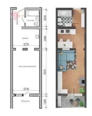 1-к кв. Крым, Евпатория просп. Победы, 93 (34.1 м) - Фото 2