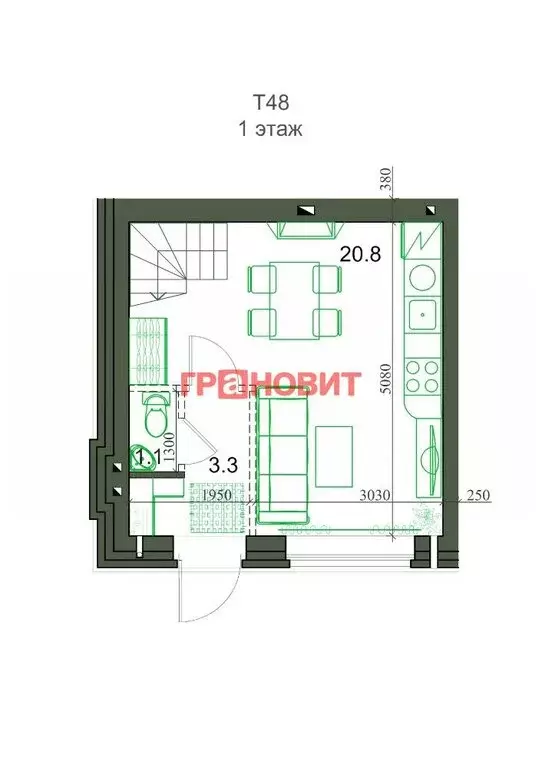 2-комнатная квартира: посёлок Садовый, микрорайон Берёзки-3, 3 (46.07 ... - Фото 0