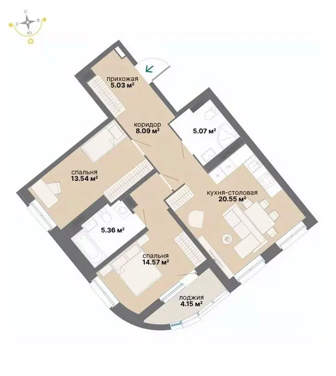 2-к кв. Свердловская область, Екатеринбург ул. Вилонова (76.36 м) - Фото 0