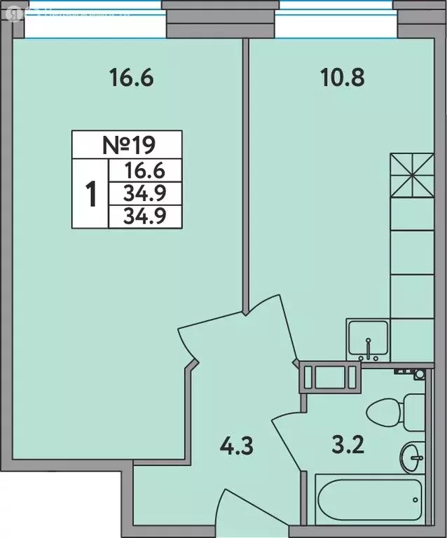 1-комнатная квартира: Новое Девяткино, Главная улица, 2 (34.9 м) - Фото 1
