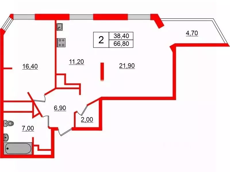 2-к кв. Санкт-Петербург Пулковская ул., 8к1 (66.8 м) - Фото 1